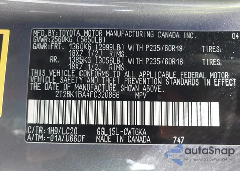 2015 Lexus Rx 350 from USA, damaged, VIN 2T2BK1BA4FC320866